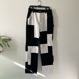 PacSun Black & White Patchwork Corduroy Pants Large Grunge Y2K Streetwear